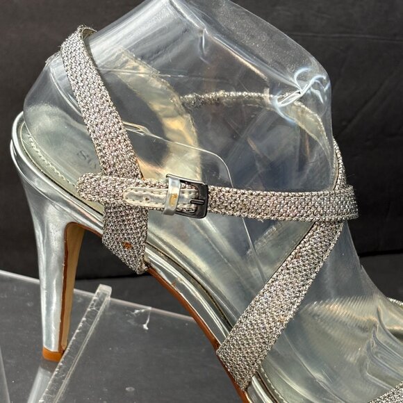 Style & Co High Heels Women’s 9M Karyn Silver Glitter Strappy Platform Stilettos - Picture 9 of 16
